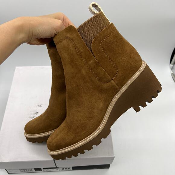 Dolce Vita Suede Waterproof Ankle Boots Size 8.5 Brown Color - Picture 3 of 11